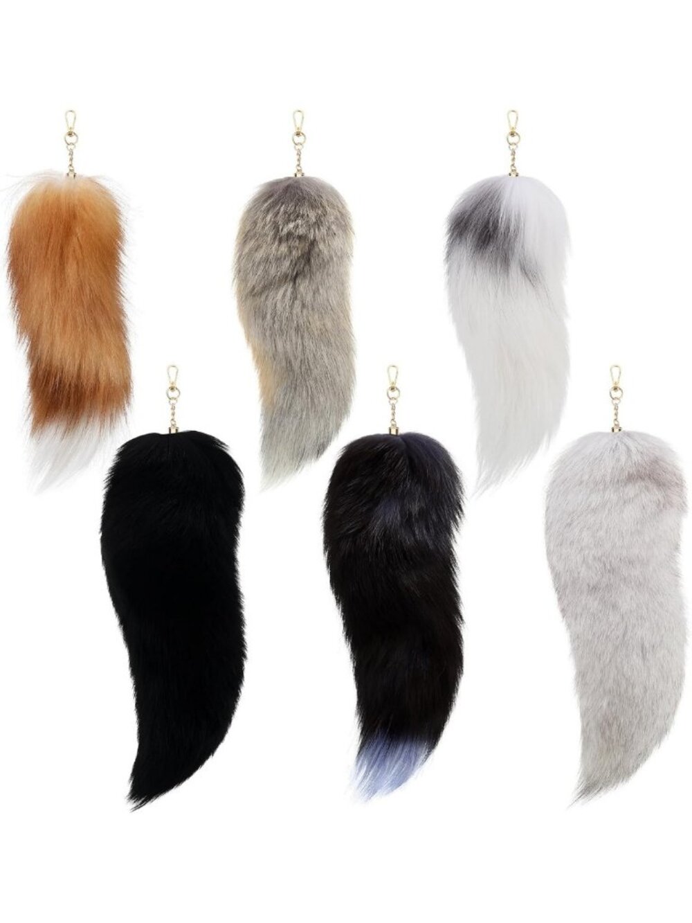 Fluffy Fox Tail Keychains - Cute Plush Accessories for Bags & Keys (2/4/6/8 Pcs)